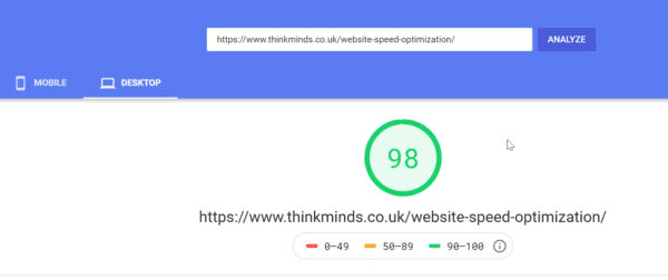Google PageSpeed Score- Desktop - Thesis Framework