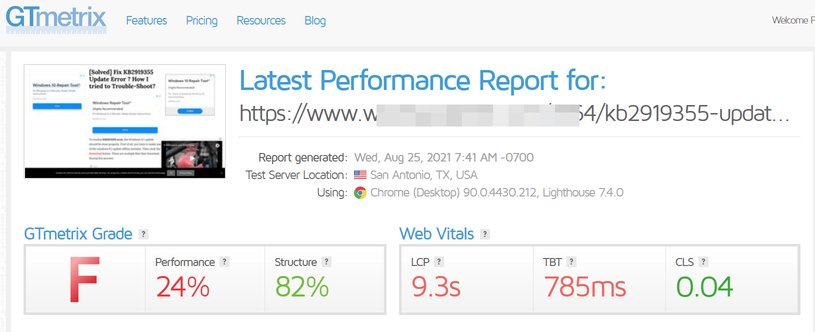 WP Rocket Review - Is it Worth it in 2024? 1 GTMETRIX test results wp rocket cdn review
