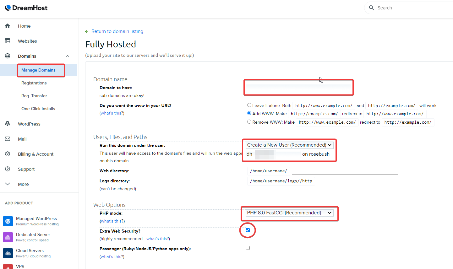 DreamHost Review - How to Install WordPress with 1-Click Install 2 fully hosted domain in dreamhost