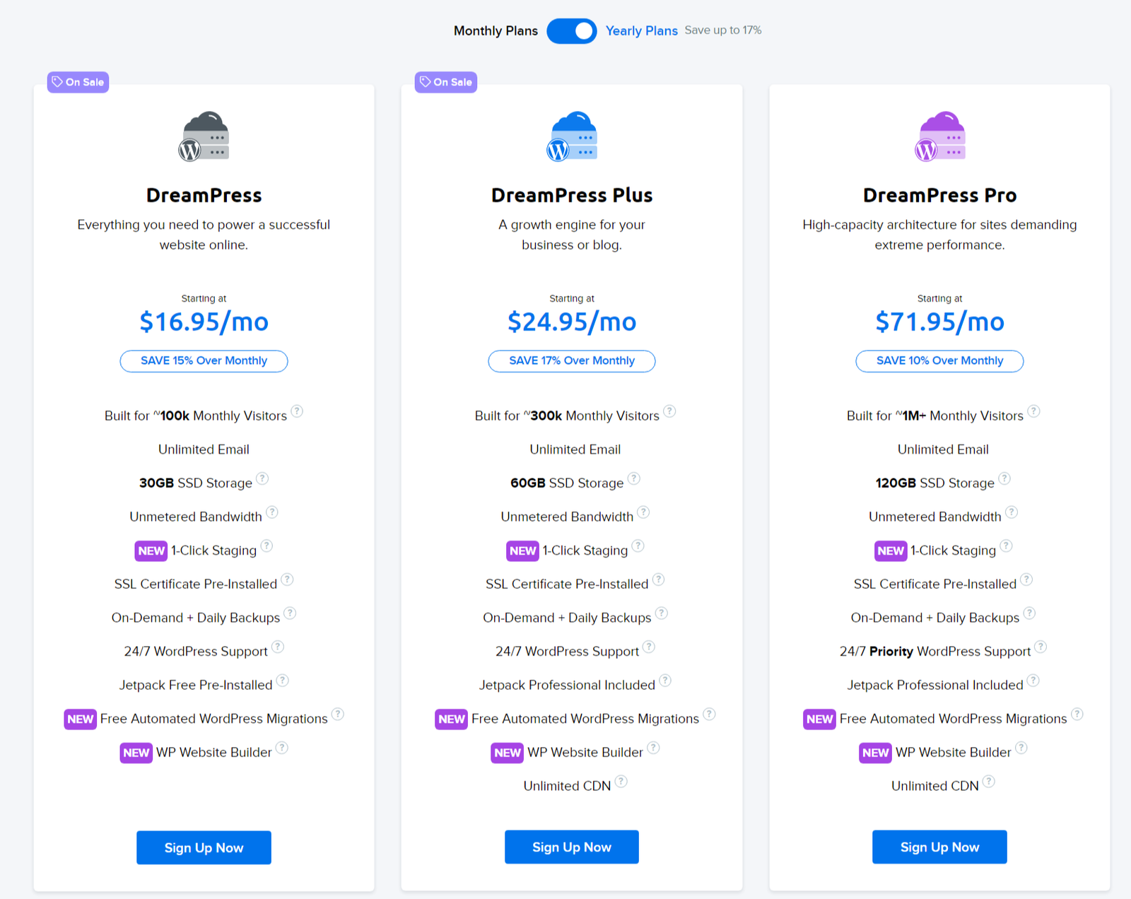 dreampress plans pricing