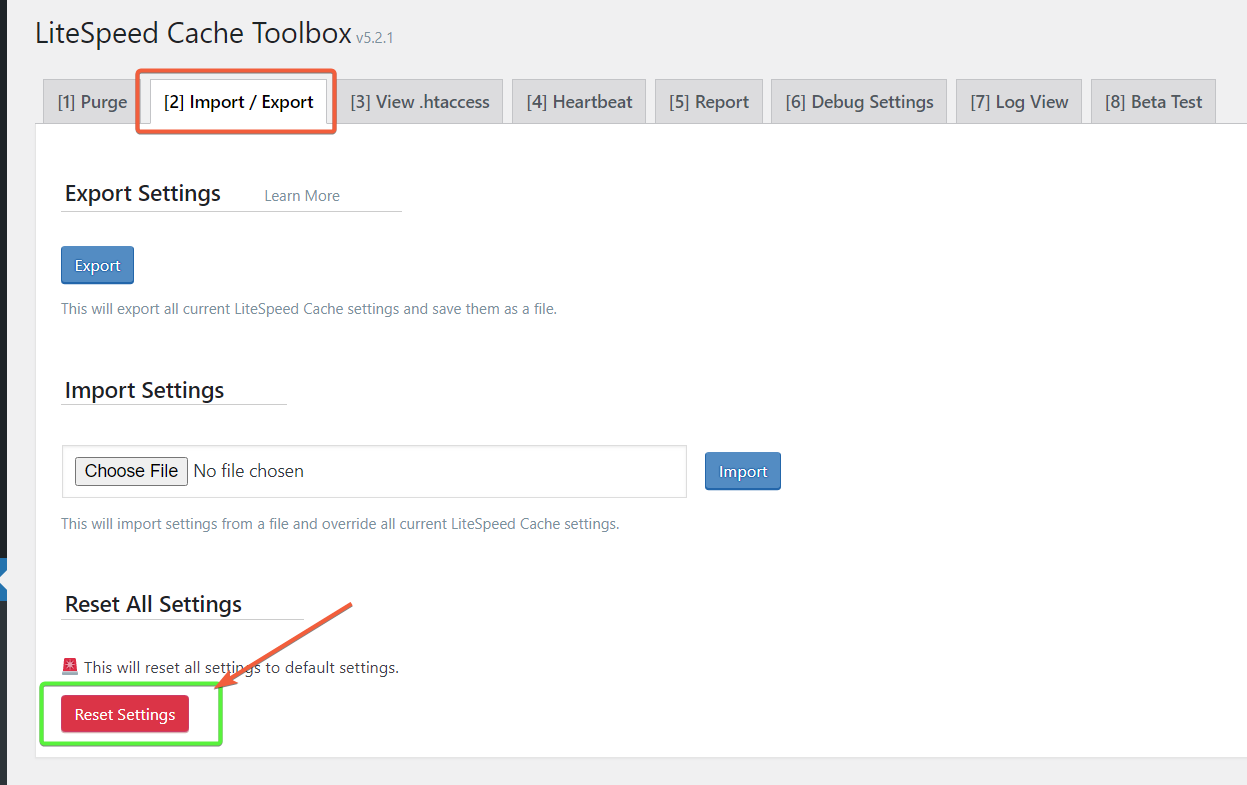 How to Reset LiteSpeed Cache Plugin in 3 Quick Steps? 2 reset litespeed cache settings