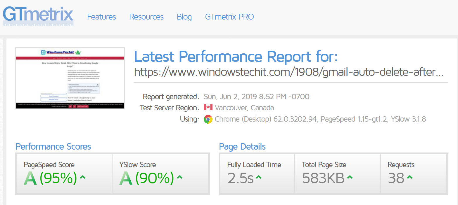 WP Rocket Performance: 5 Steps to Skyrocket Site Speed 5 gtmetrix speed test result using wp rocket