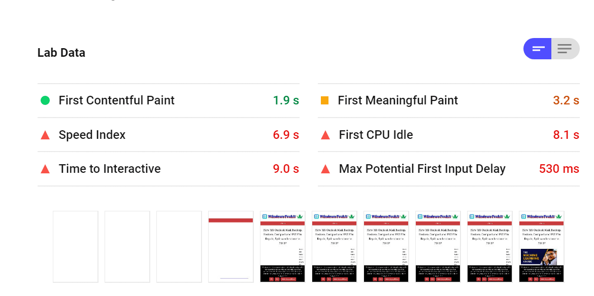 speed index details with sg optimizer