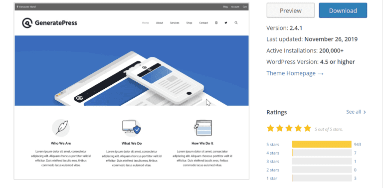 GeneratePress Review - Improve Load Time by 385% 45 Generapress Theme Details in Wordpress.org repository