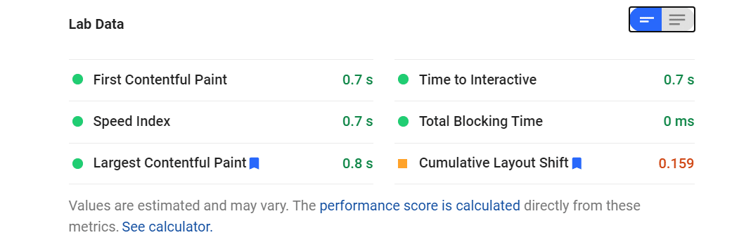 lab data core web vitals autoptimize wp rocket
