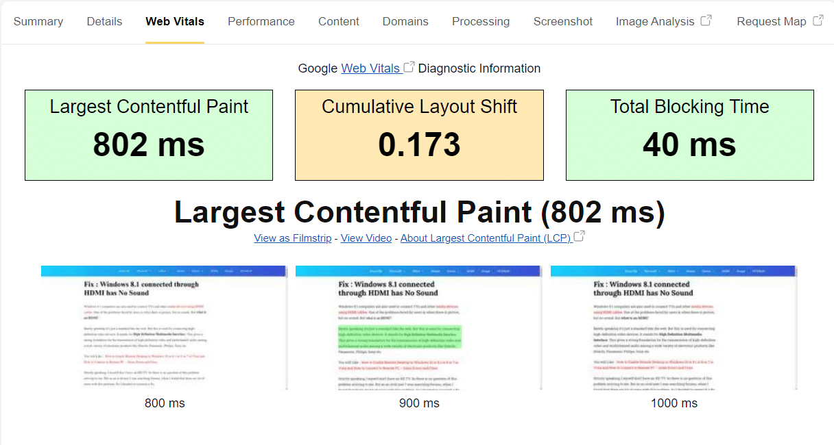 web vitals optimization test with wp rocket and autoptimize