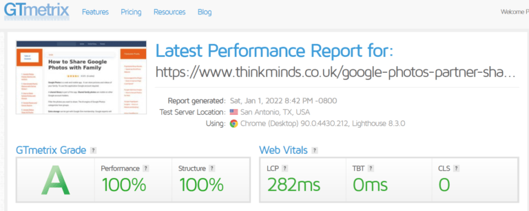 gtmetrix with lightspeed cache