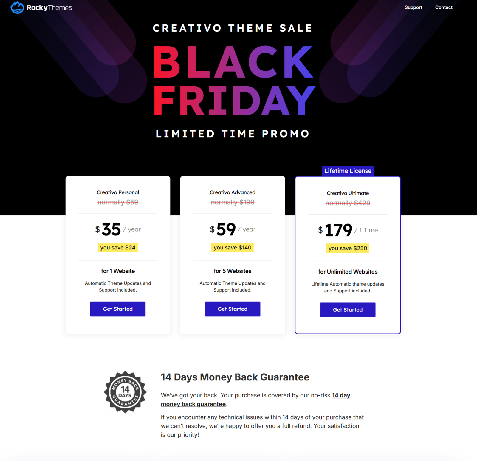 creativo rockythemes black friday sale