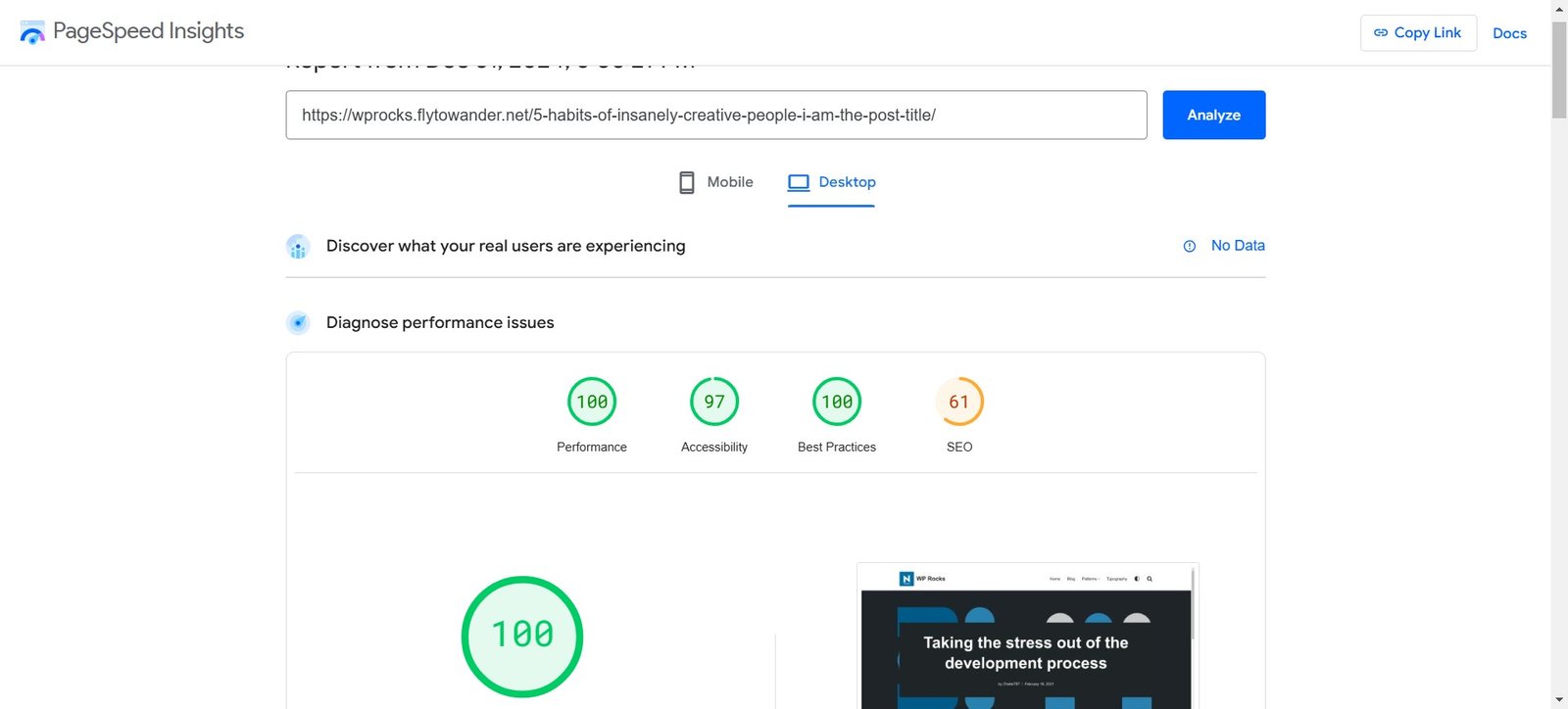 Neve Theme Case Study: Real-Life Success Stories and Benefits 4 neve theme desktop pagespeed insights
